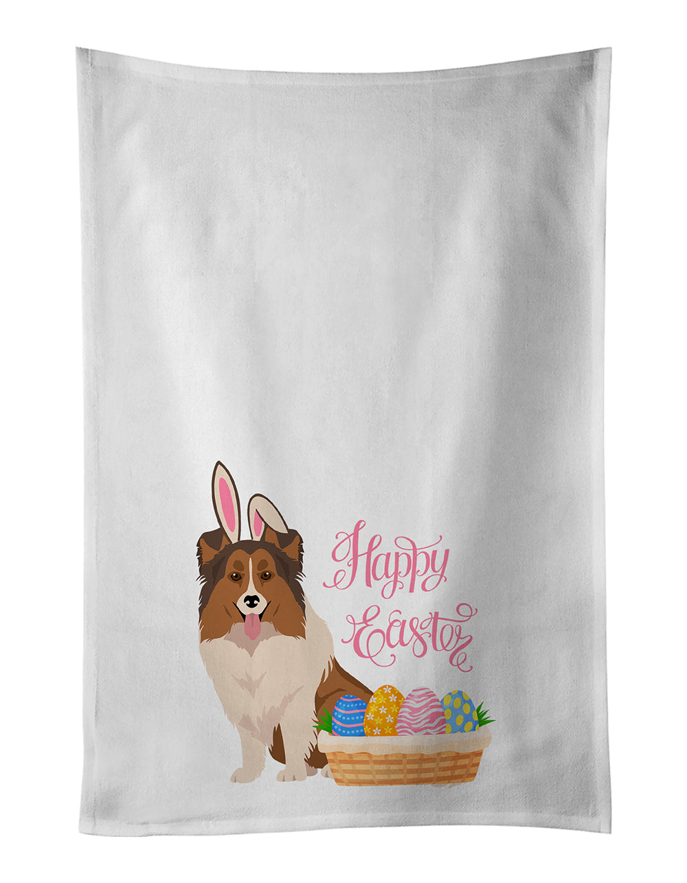 Buy this Sable Sheltie Easter White Kitchen Towel Set of 2 Dish Towels