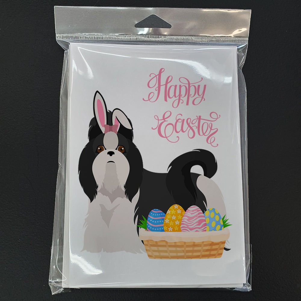 Black and White Shih Tzu Easter Greeting Cards and Envelopes Pack of 8 - the-store.com