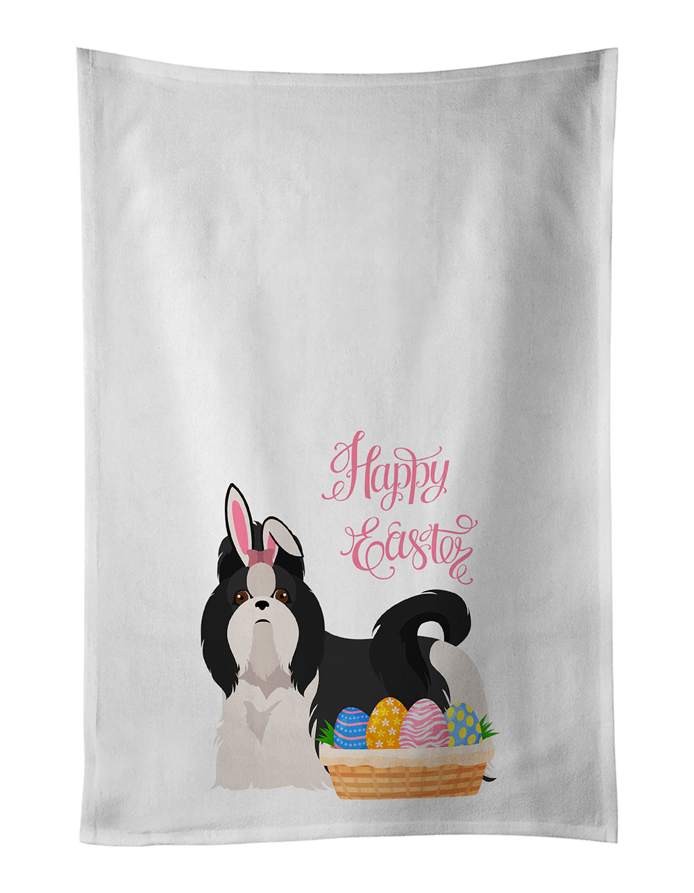 Buy this Black and White Shih Tzu Easter White Kitchen Towel Set of 2 Dish Towels