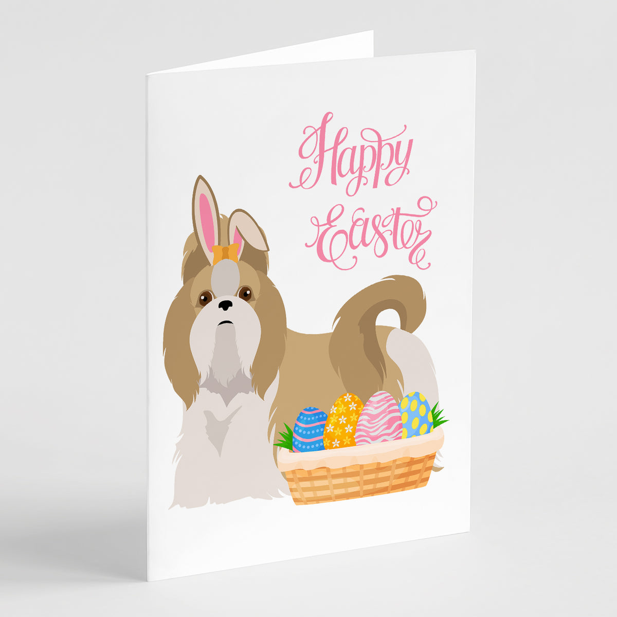 Buy this Gold and White Shih Tzu Easter Greeting Cards and Envelopes Pack of 8