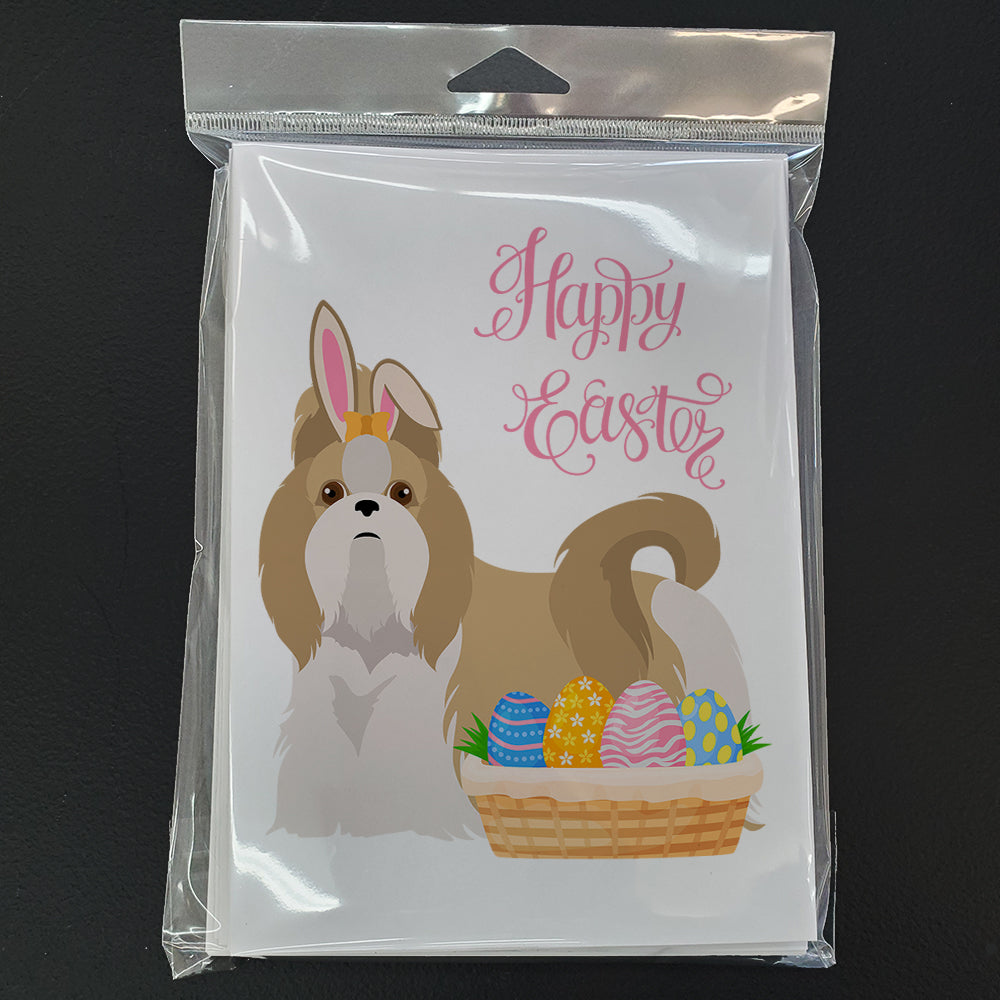 Gold and White Shih Tzu Easter Greeting Cards and Envelopes Pack of 8 - the-store.com