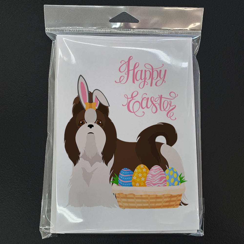 Liver and White Shih Tzu Easter Greeting Cards and Envelopes Pack of 8 - the-store.com