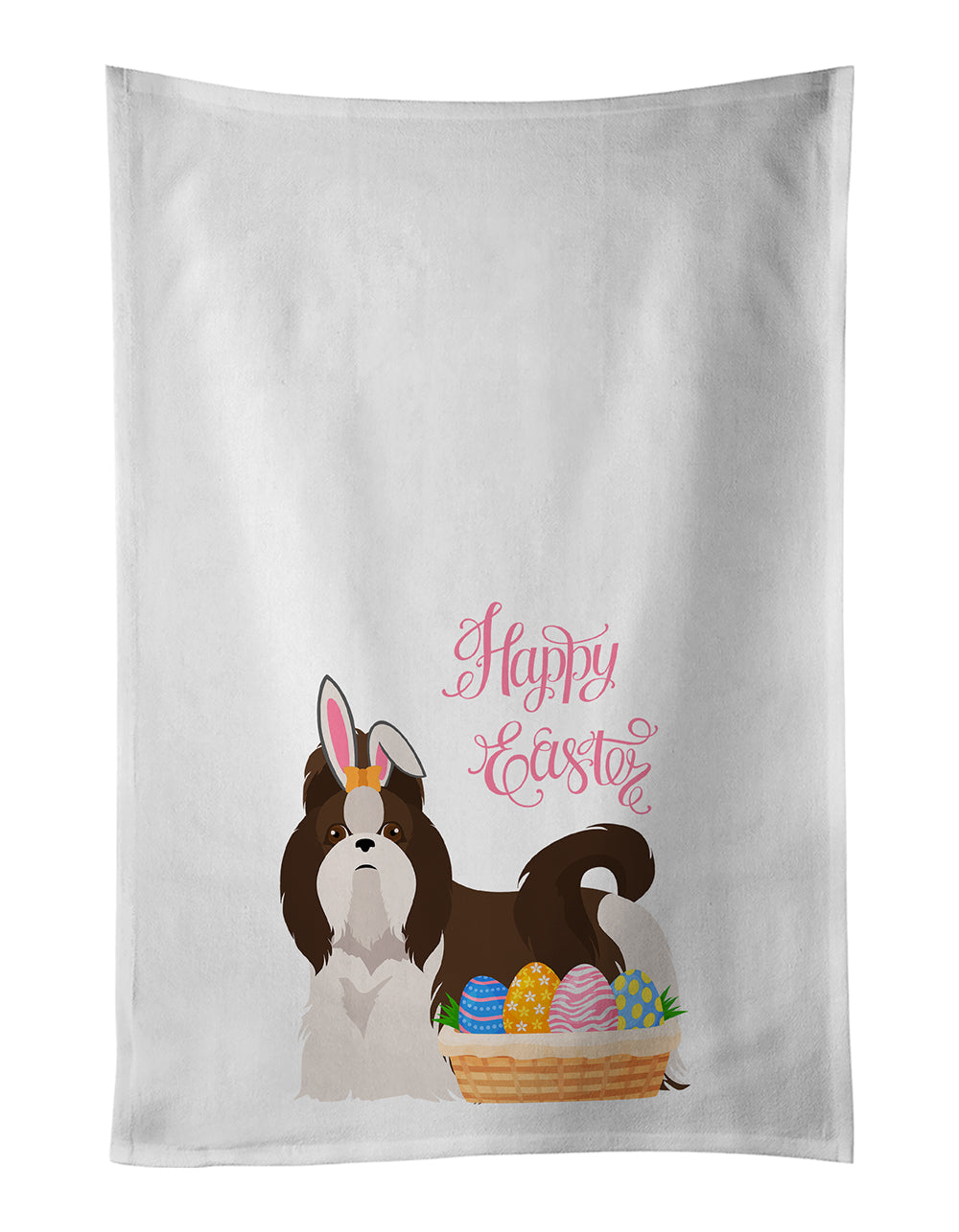 Buy this Liver and White Shih Tzu Easter White Kitchen Towel Set of 2 Dish Towels