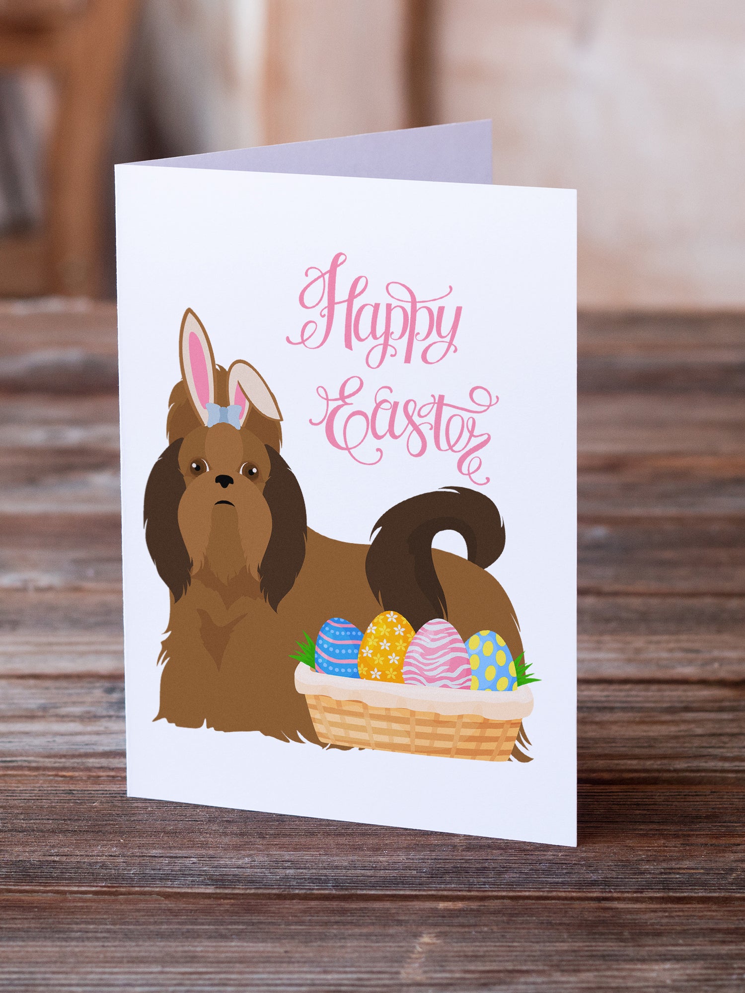Red Shih Tzu Easter Greeting Cards and Envelopes Pack of 8 - the-store.com
