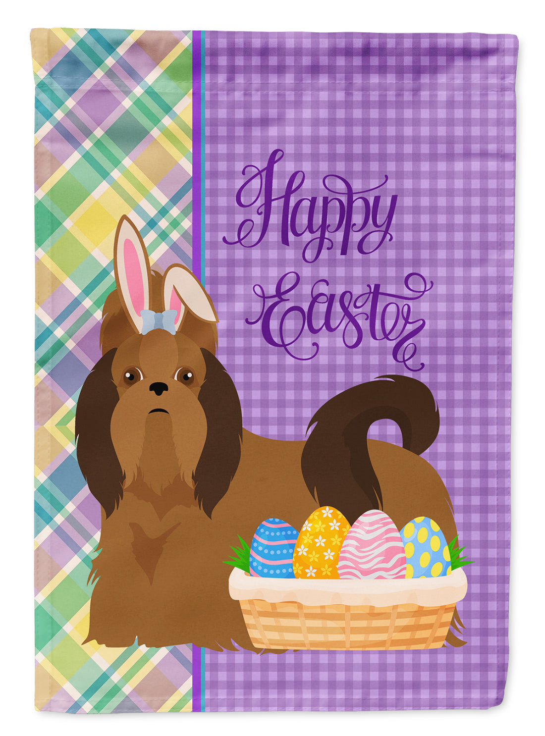 Red Shih Tzu Easter Flag Garden Size  the-store.com.