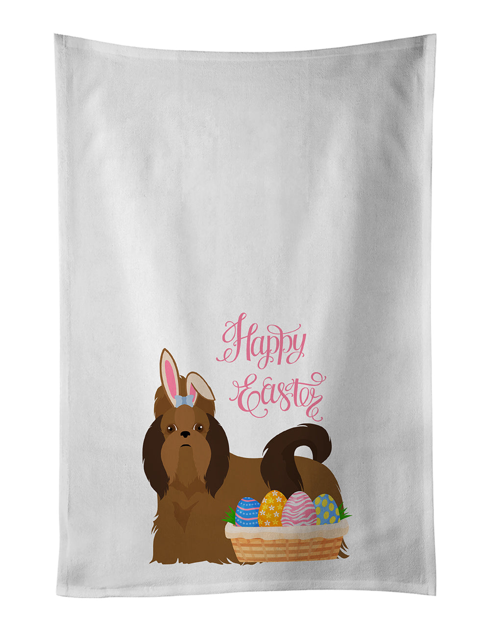 Buy this Red Shih Tzu Easter White Kitchen Towel Set of 2 Dish Towels