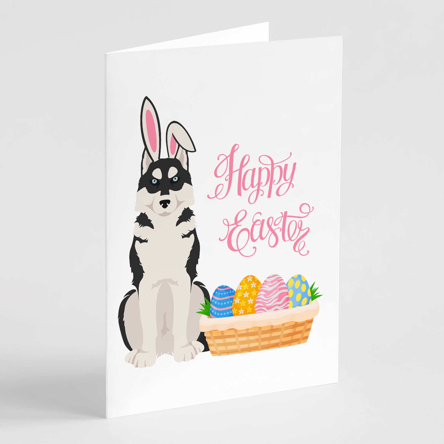 Buy this Black Siberian Husky Easter Greeting Cards and Envelopes Pack of 8