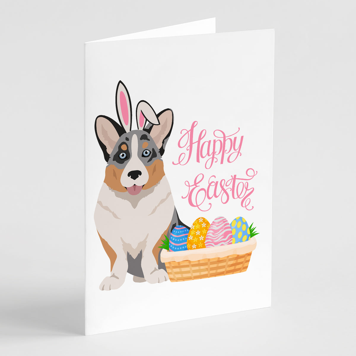 Buy this Blue Merle Cardigan Corgi Easter Greeting Cards and Envelopes Pack of 8