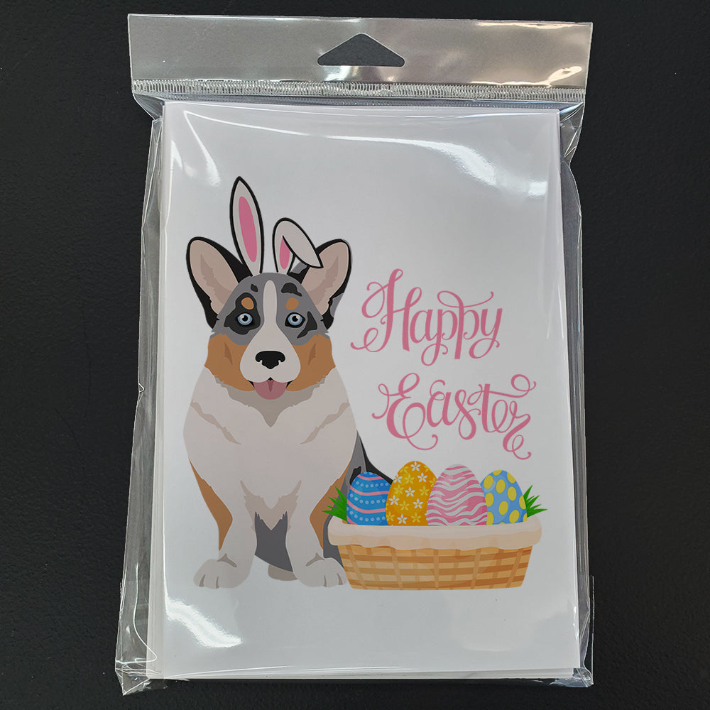 Blue Merle Cardigan Corgi Easter Greeting Cards and Envelopes Pack of 8 - the-store.com