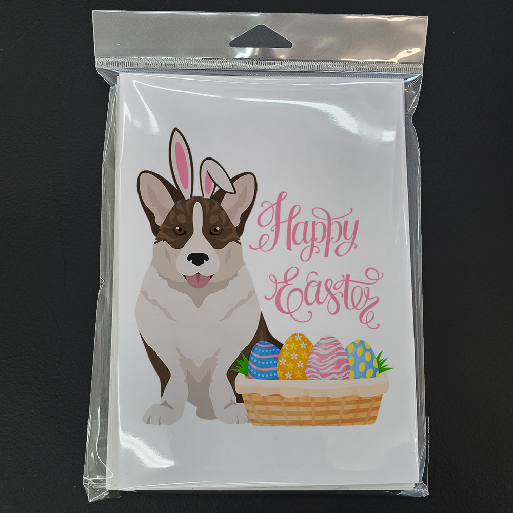 Brindle Cardigan Corgi Easter Greeting Cards and Envelopes Pack of 8 - the-store.com