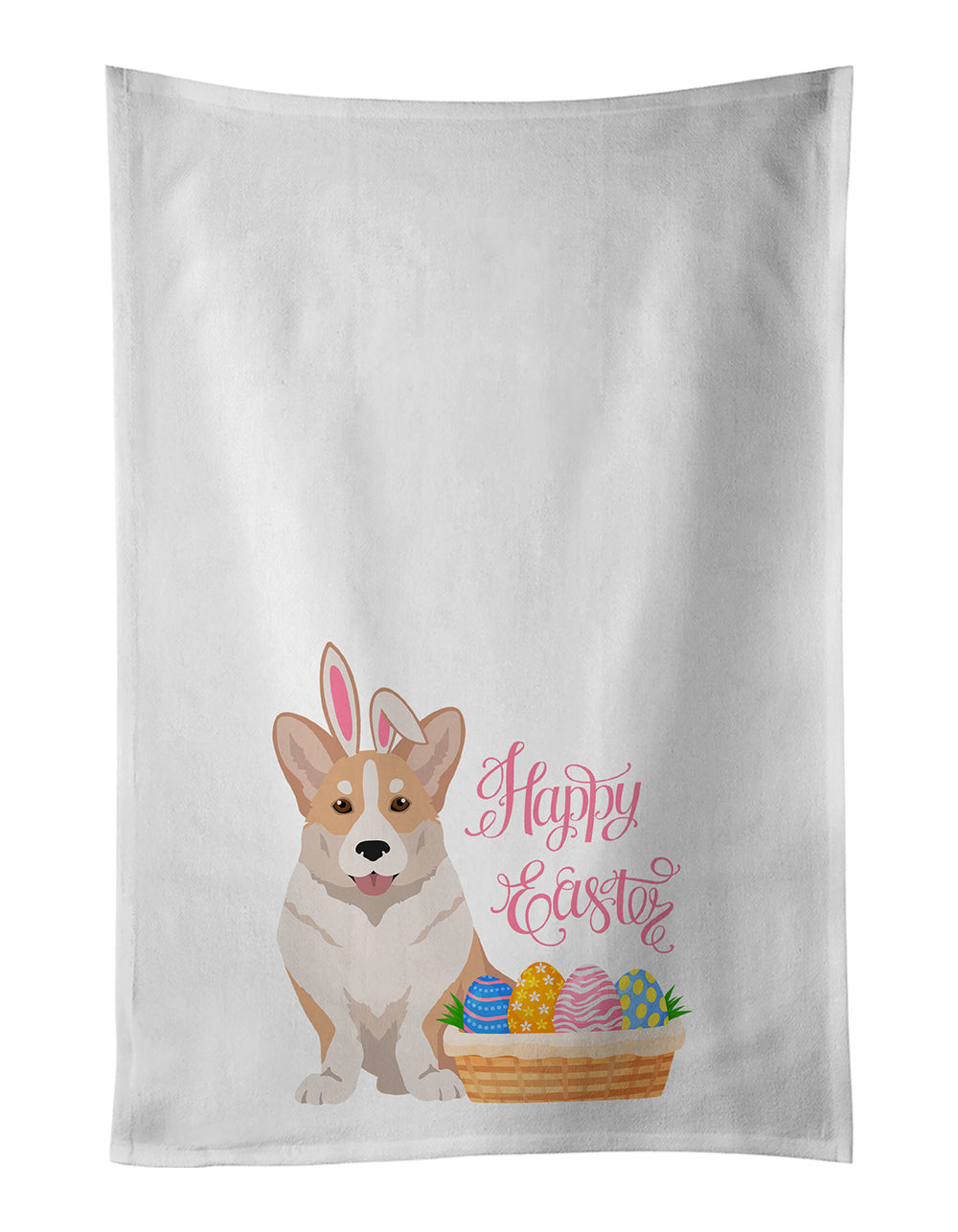 Buy this Fawn Cardigan Corgi Easter White Kitchen Towel Set of 2 Dish Towels