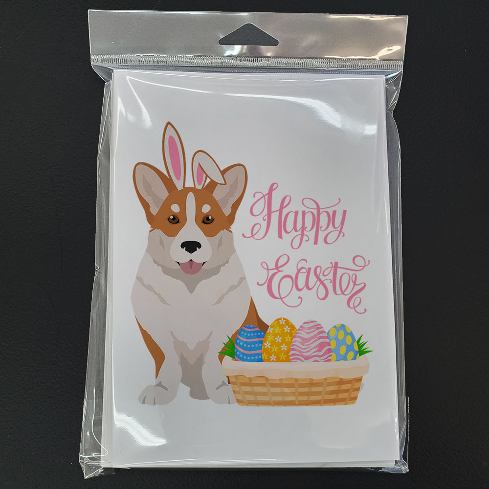 Red Cardigan Corgi Easter Greeting Cards and Envelopes Pack of 8 - the-store.com
