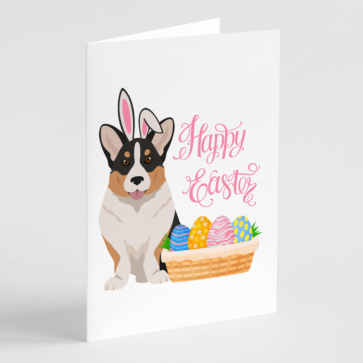 Buy this Tricolor Cardigan Corgi Easter Greeting Cards and Envelopes Pack of 8