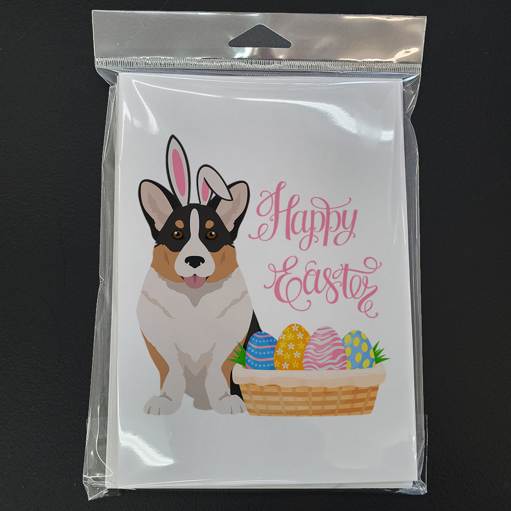 Tricolor Cardigan Corgi Easter Greeting Cards and Envelopes Pack of 8 - the-store.com