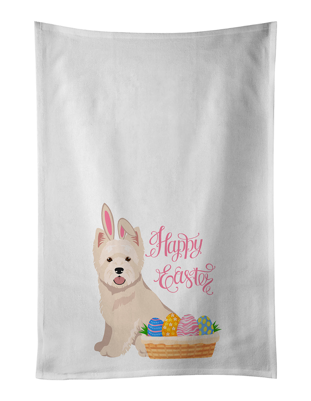 Buy this Westie West Highland White Terrier Easter White Kitchen Towel Set of 2 Dish Towels