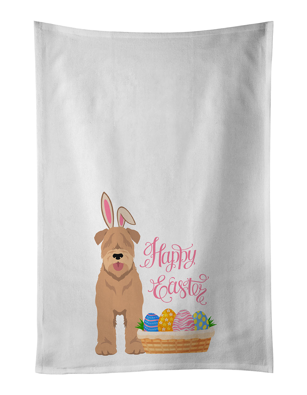 Buy this Red Wheaten Terrier Easter White Kitchen Towel Set of 2 Dish Towels