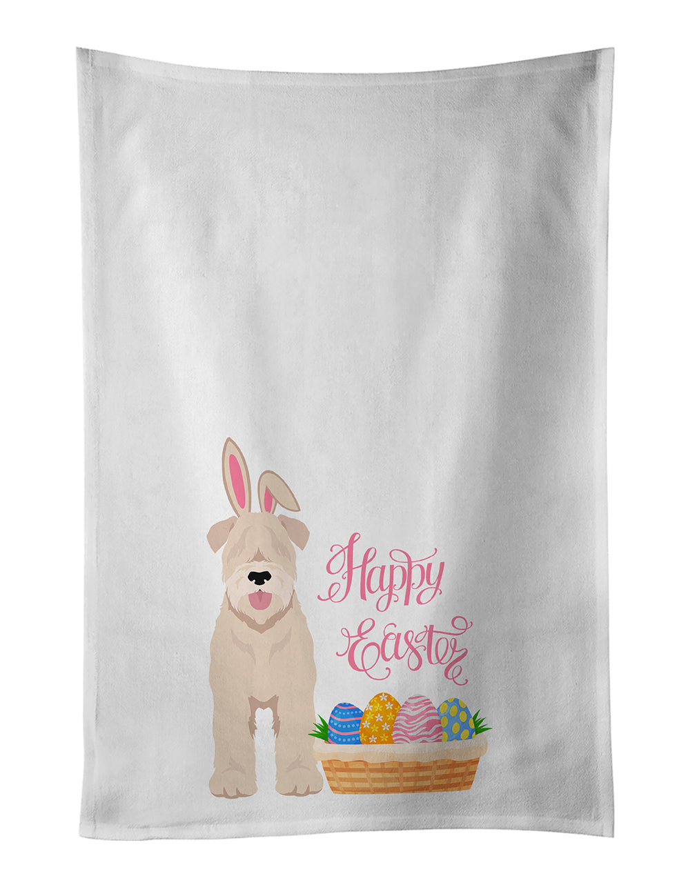 Buy this Soft Coated Wheaten Terrier Easter White Kitchen Towel Set of 2 Dish Towels