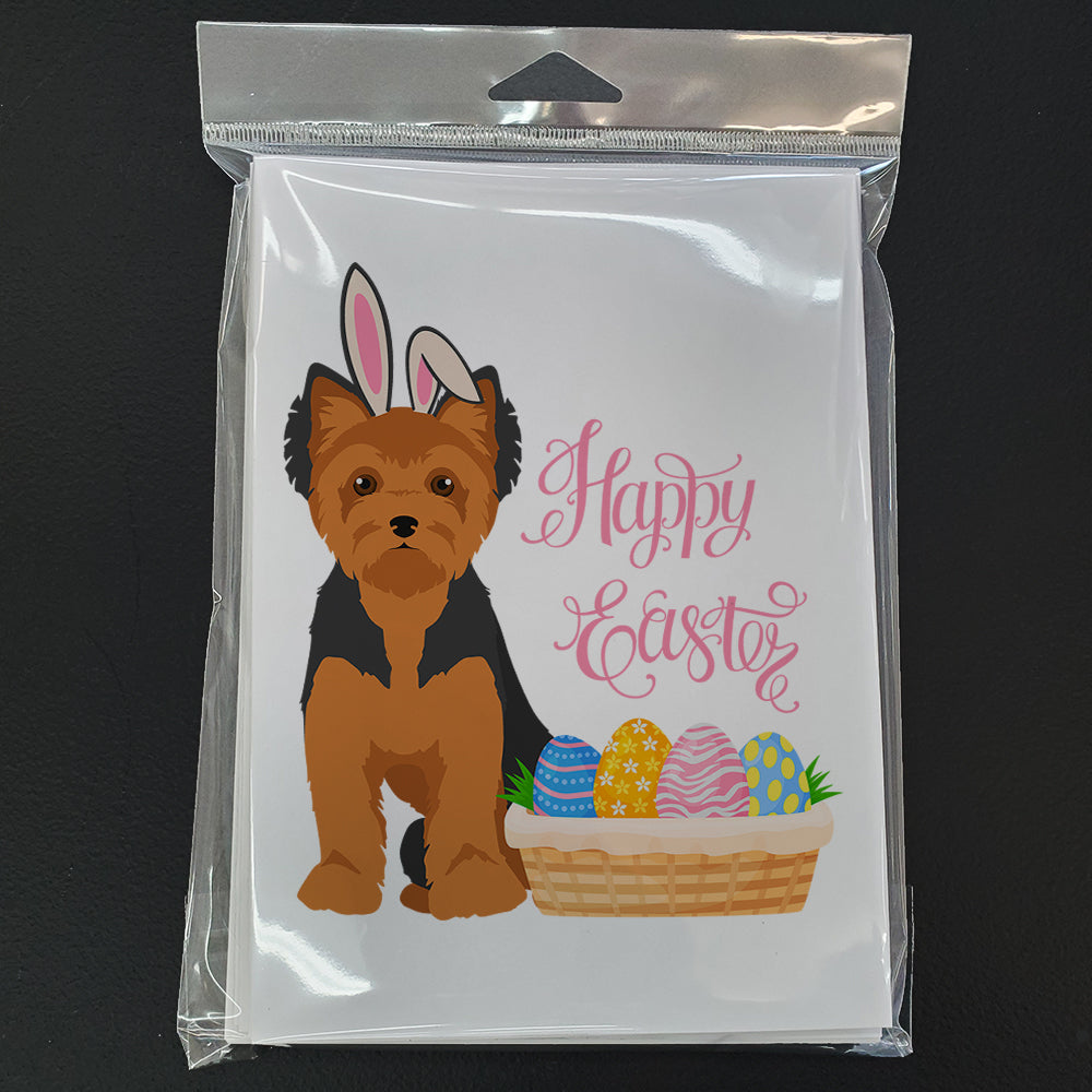 Black and Tan Puppy Cut Yorkshire Terrier Easter Greeting Cards and Envelopes Pack of 8 - the-store.com