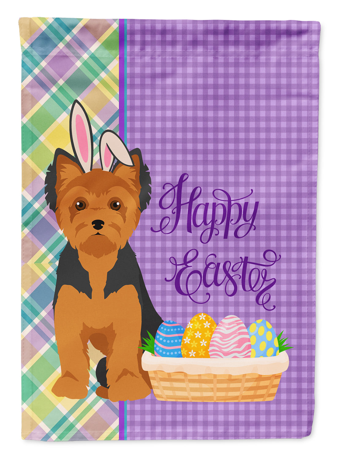 Black and Tan Puppy Cut Yorkshire Terrier Easter Flag Garden Size