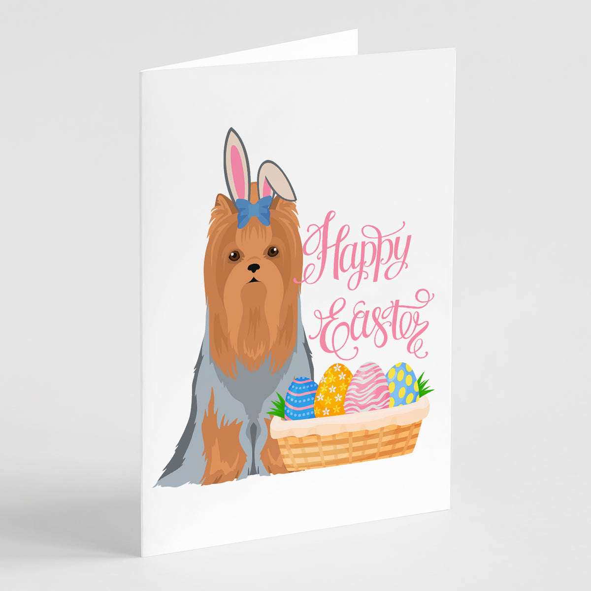 Buy this Blue and Tan Full Coat Yorkshire Terrier Easter Greeting Cards and Envelopes Pack of 8