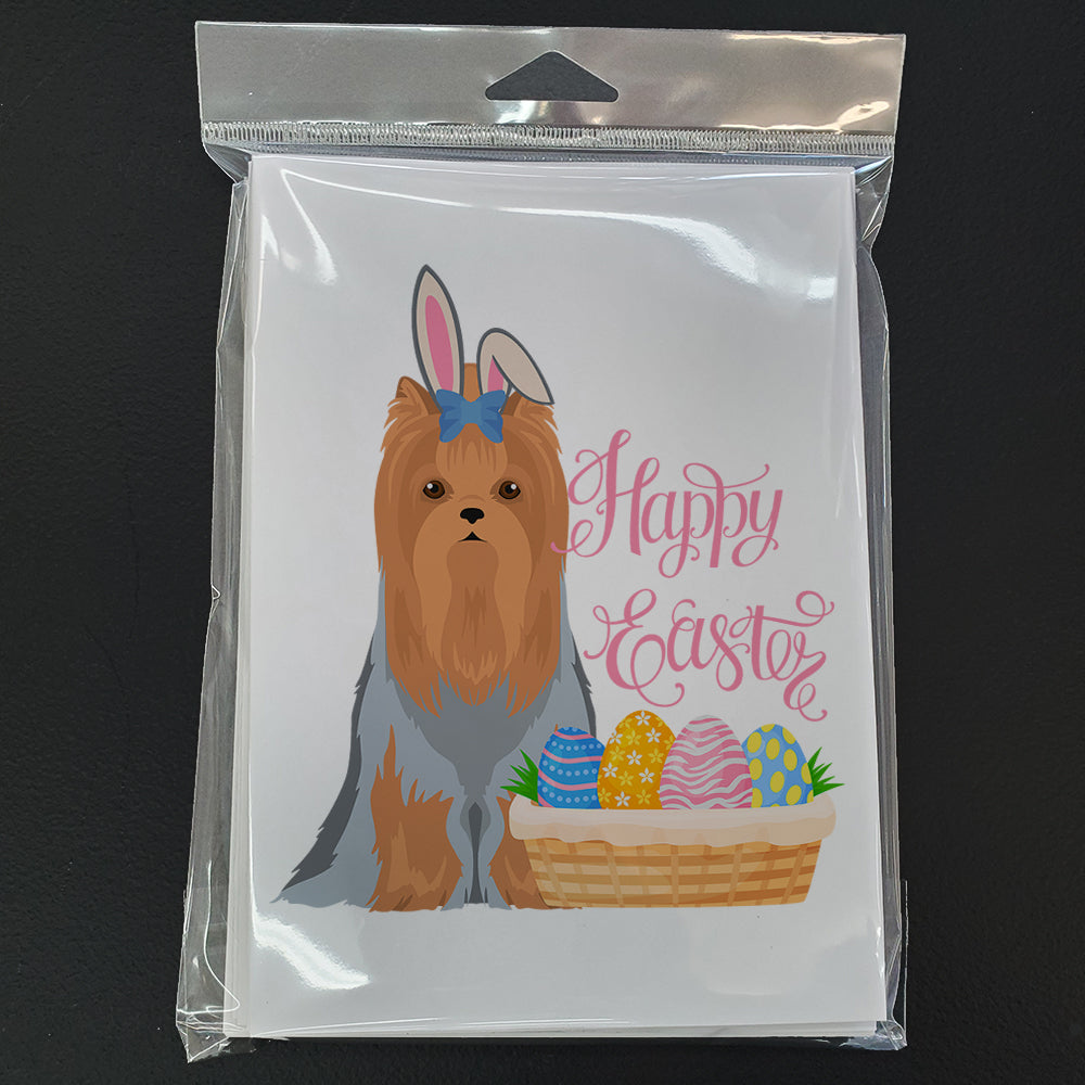 Blue and Tan Full Coat Yorkshire Terrier Easter Greeting Cards and Envelopes Pack of 8 - the-store.com
