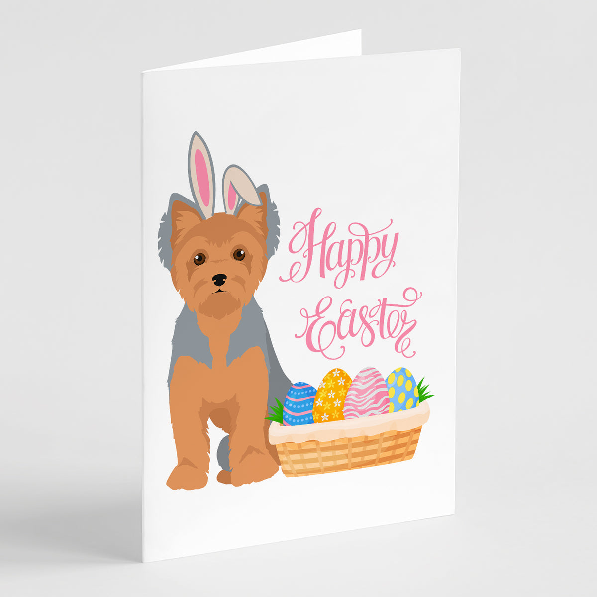 Buy this Blue and Tan Puppy Cut Yorkshire Terrier Easter Greeting Cards and Envelopes Pack of 8