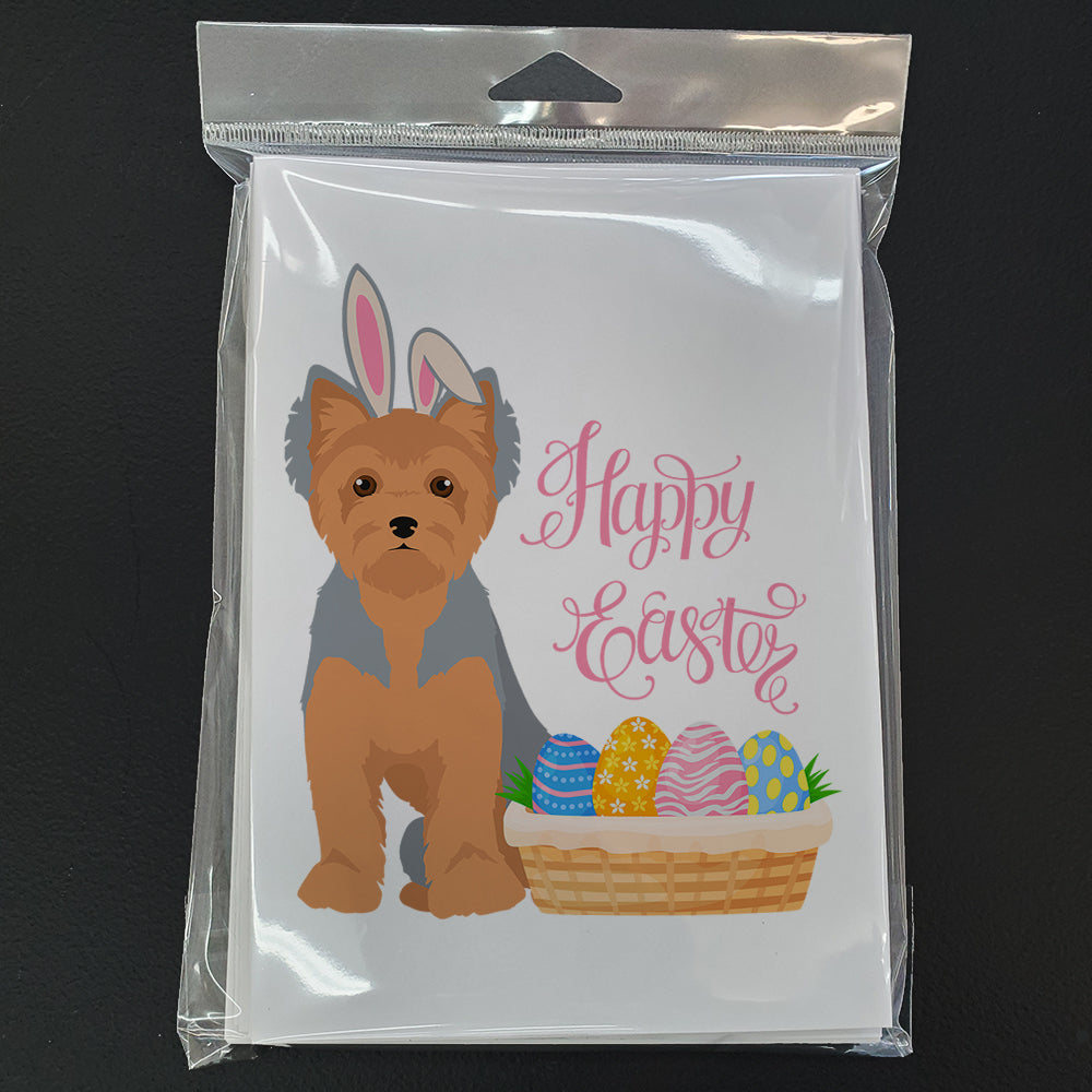 Blue and Tan Puppy Cut Yorkshire Terrier Easter Greeting Cards and Envelopes Pack of 8 - the-store.com