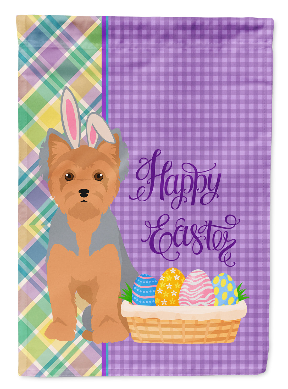 Blue and Tan Puppy Cut Yorkshire Terrier Easter Flag Garden Size  the-store.com.