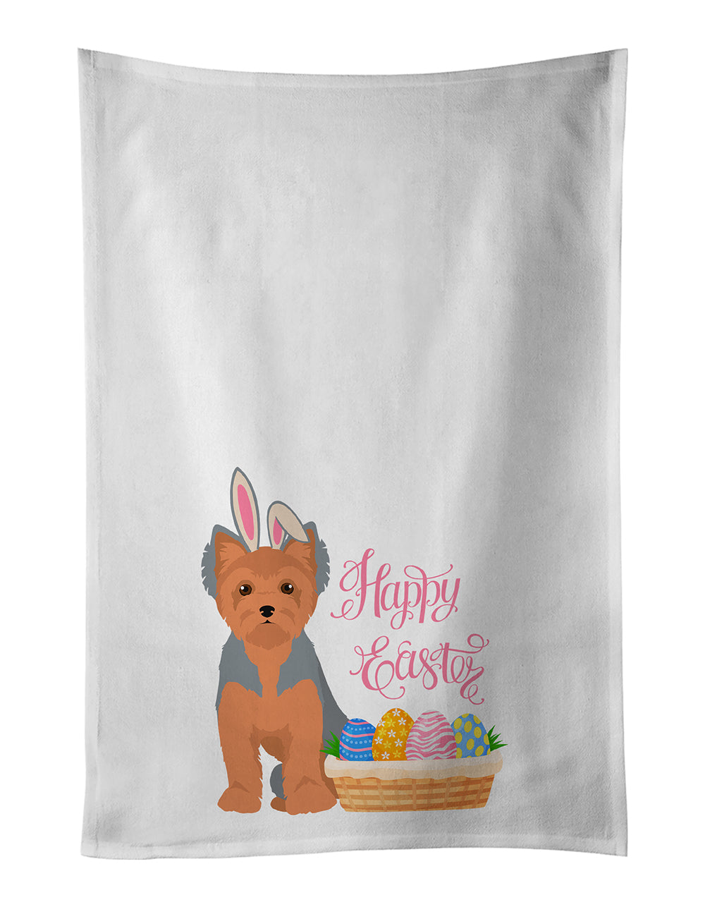 Buy this Blue and Tan Puppy Cut Yorkshire Terrier Easter White Kitchen Towel Set of 2 Dish Towels