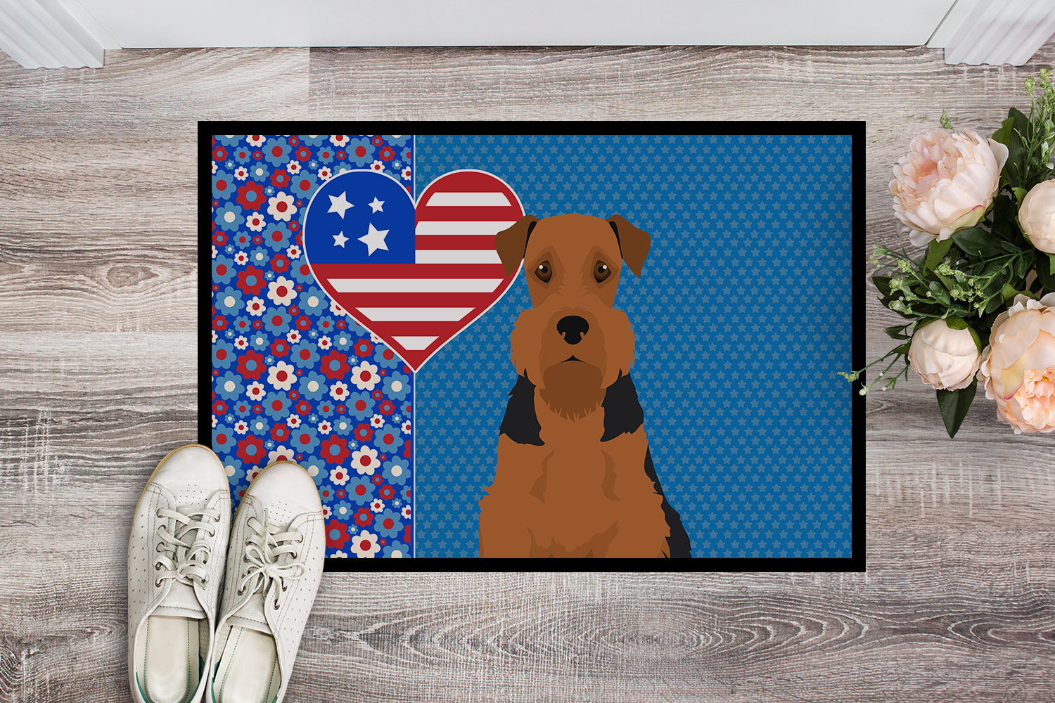 Black and Tan Airedale Terrier USA American Indoor or Outdoor Mat 24x36 - the-store.com