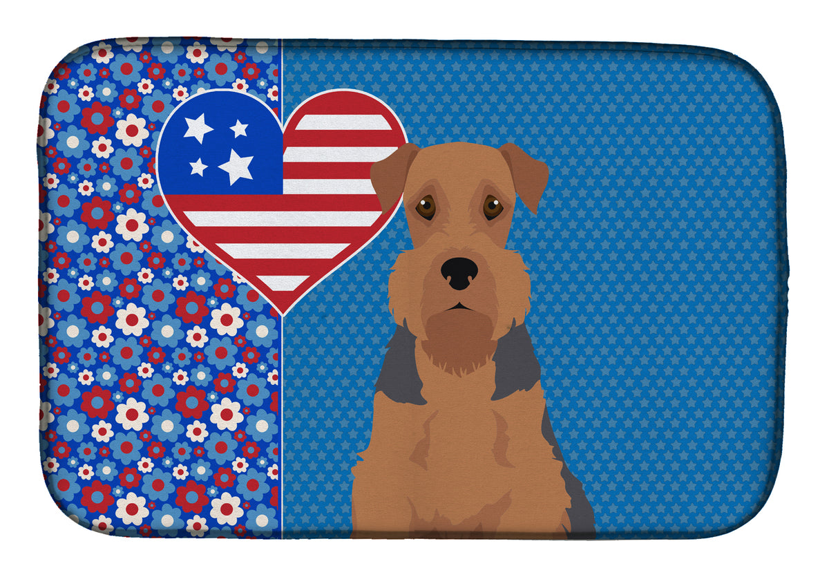 Grizzle and Tan Airedale Terrier USA American Dish Drying Mat