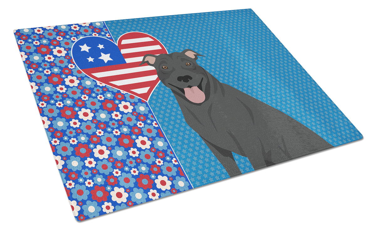 Buy this Black Pit Bull Terrier USA American Glass Cutting Board Large