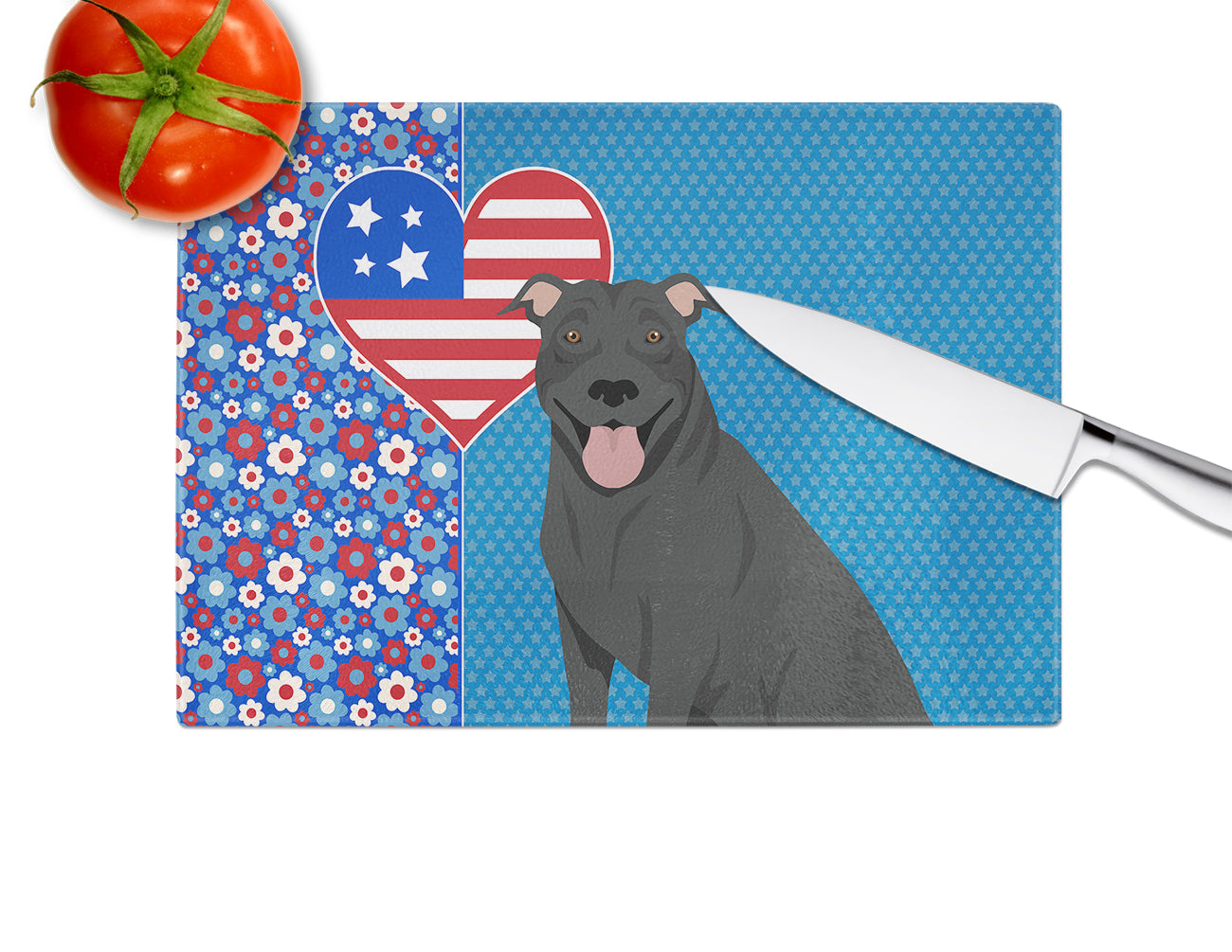 Black Pit Bull Terrier USA American Glass Cutting Board Large - the-store.com
