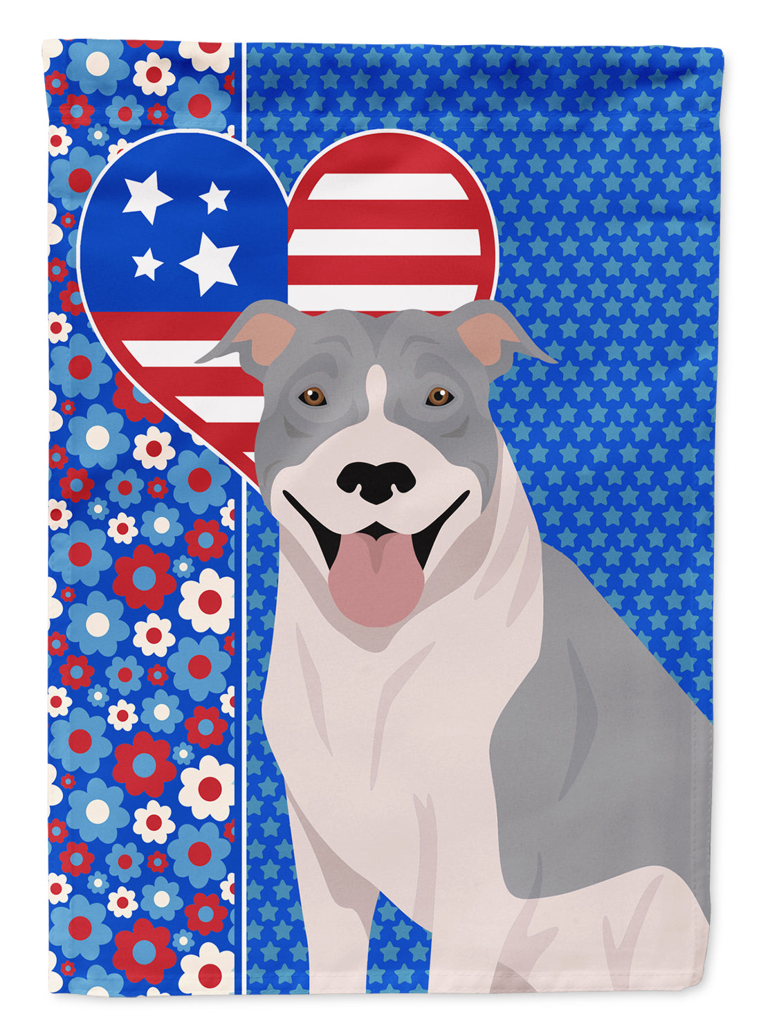 Blue and White Pit Bull Terrier USA American Flag Garden Size  the-store.com.