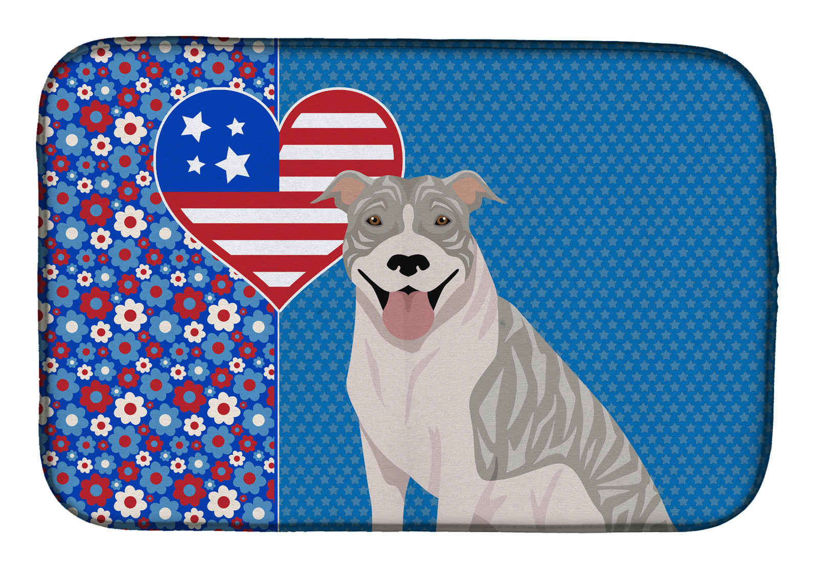 Blue Brindle Pit Bull Terrier USA American Dish Drying Mat  the-store.com.