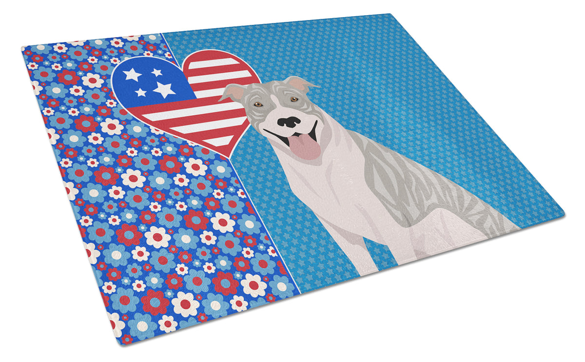 Buy this Blue Brindle Pit Bull Terrier USA American Glass Cutting Board Large