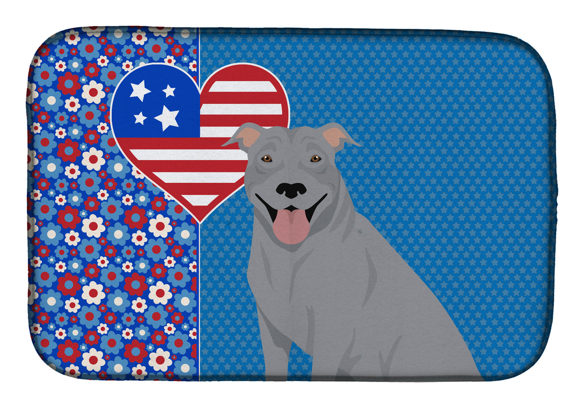 Blue Pit Bull Terrier USA American Dish Drying Mat  the-store.com.