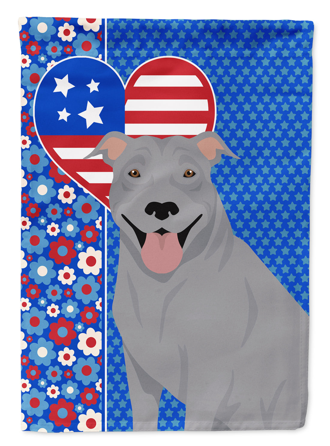 Blue Pit Bull Terrier USA American Flag Garden Size