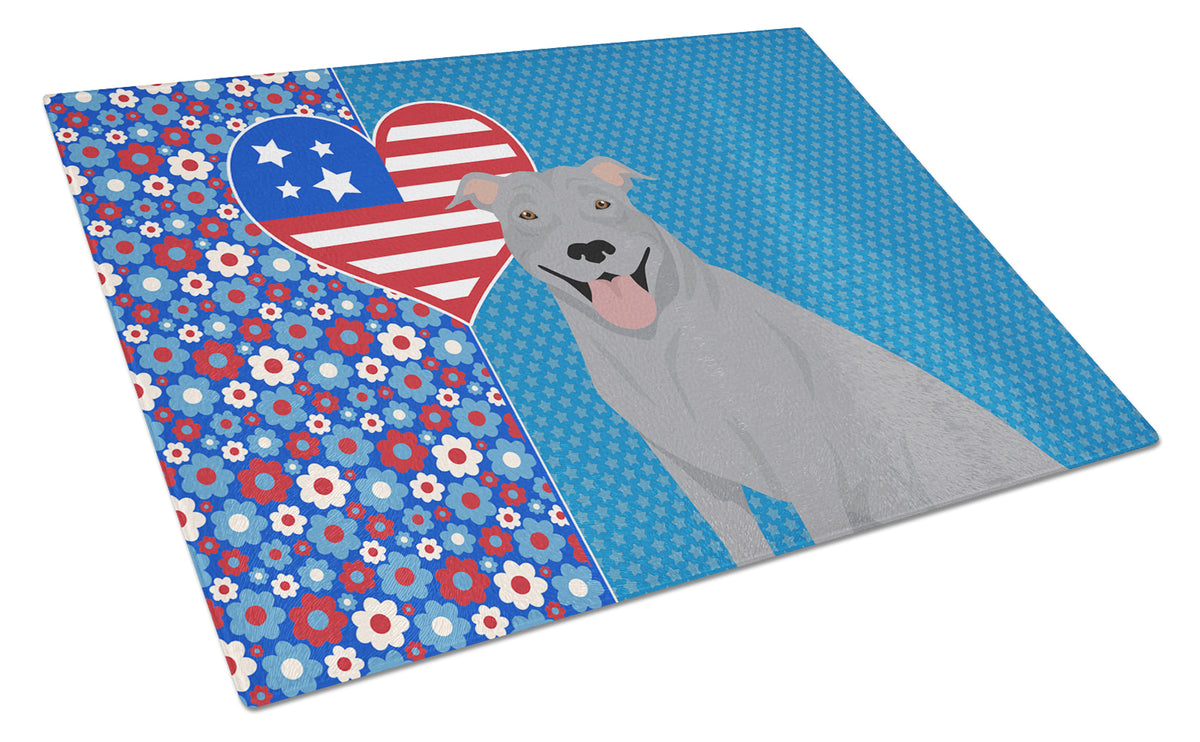 Buy this Blue Pit Bull Terrier USA American Glass Cutting Board Large