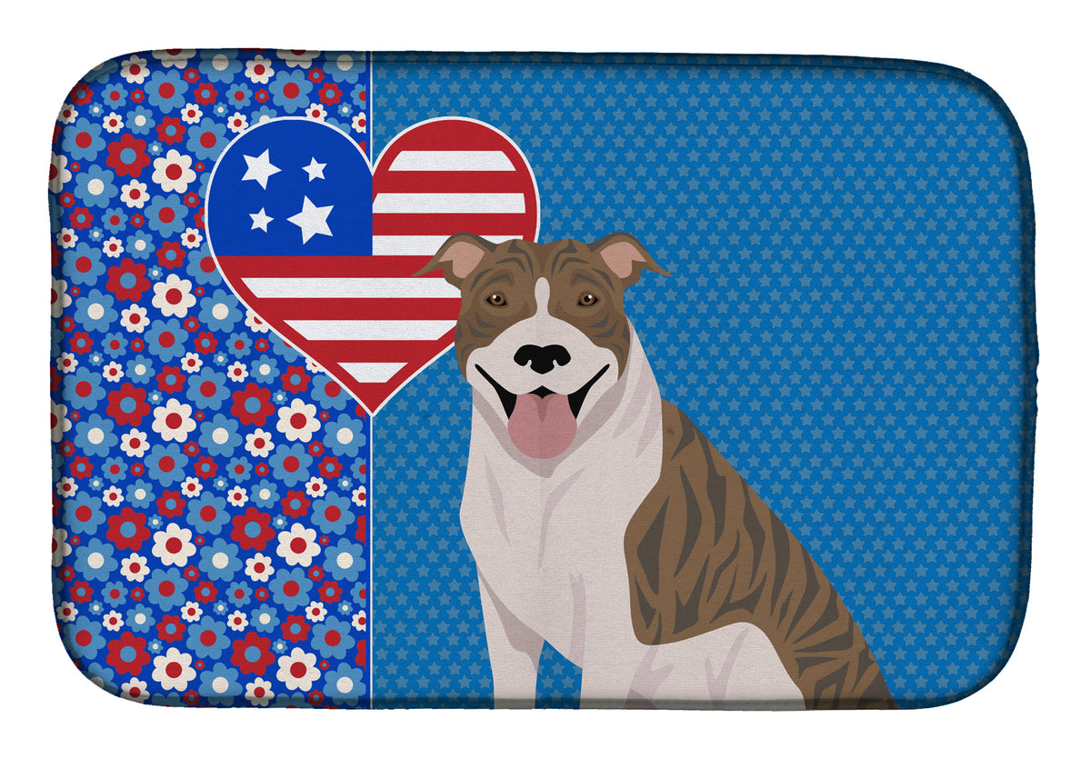 Fawn Brindle Pit Bull Terrier USA American Dish Drying Mat