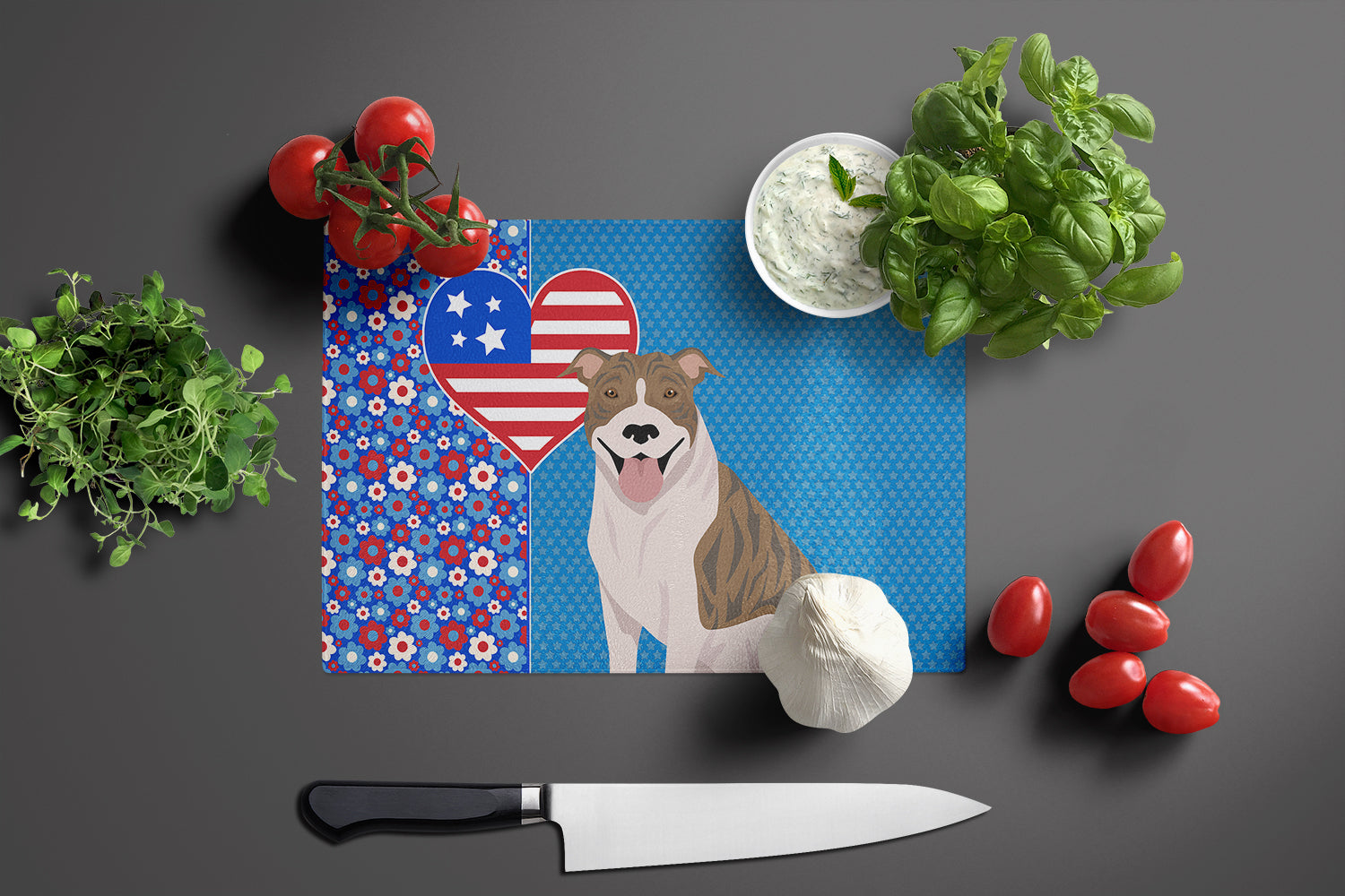 Fawn Brindle Pit Bull Terrier USA American Glass Cutting Board Large - the-store.com