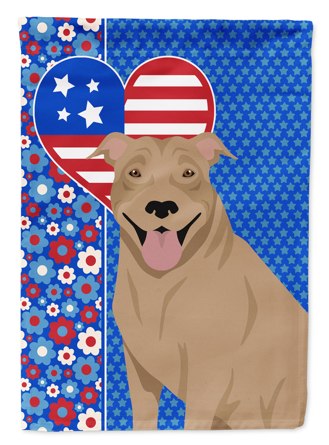 Fawn Pit Bull Terrier USA American Flag Garden Size