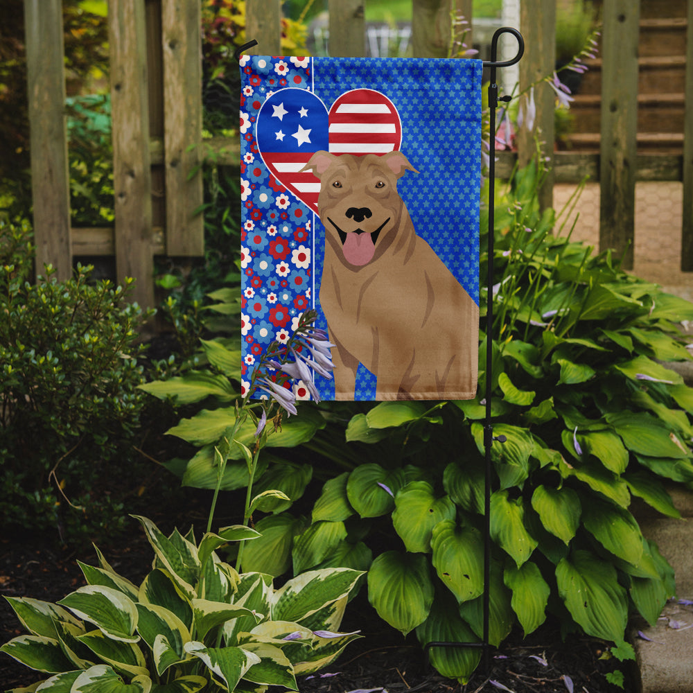 Fawn Pit Bull Terrier USA American Flag Garden Size  the-store.com.
