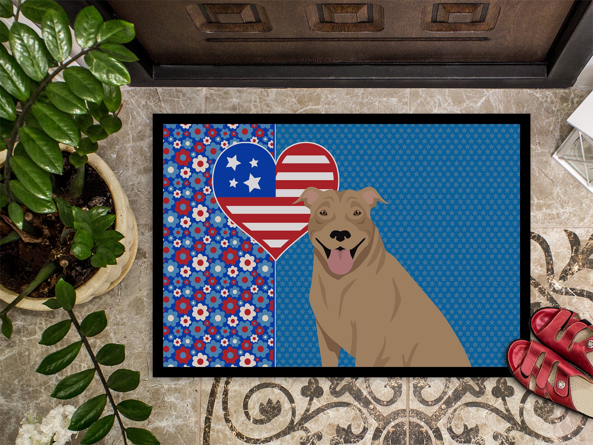 Fawn Pit Bull Terrier USA American Indoor or Outdoor Mat 24x36 - the-store.com