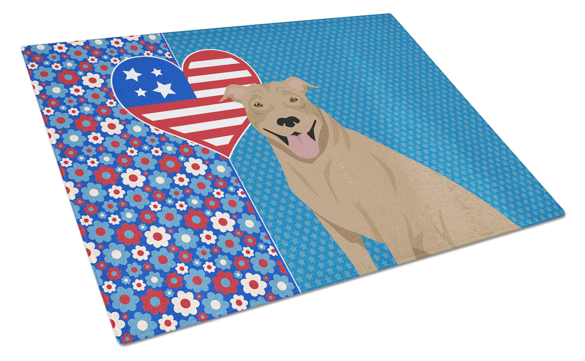 Buy this Fawn Pit Bull Terrier USA American Glass Cutting Board Large
