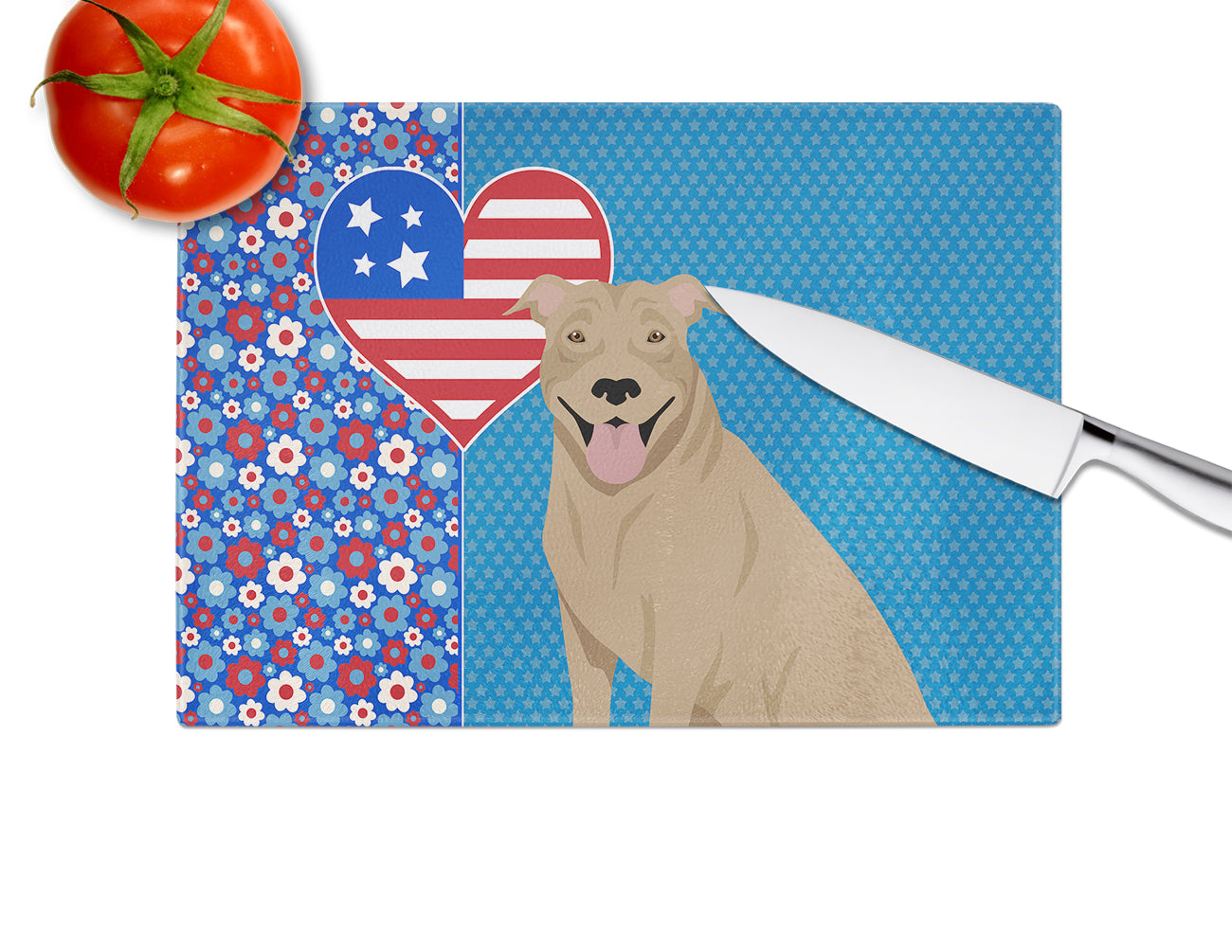 Fawn Pit Bull Terrier USA American Glass Cutting Board Large - the-store.com