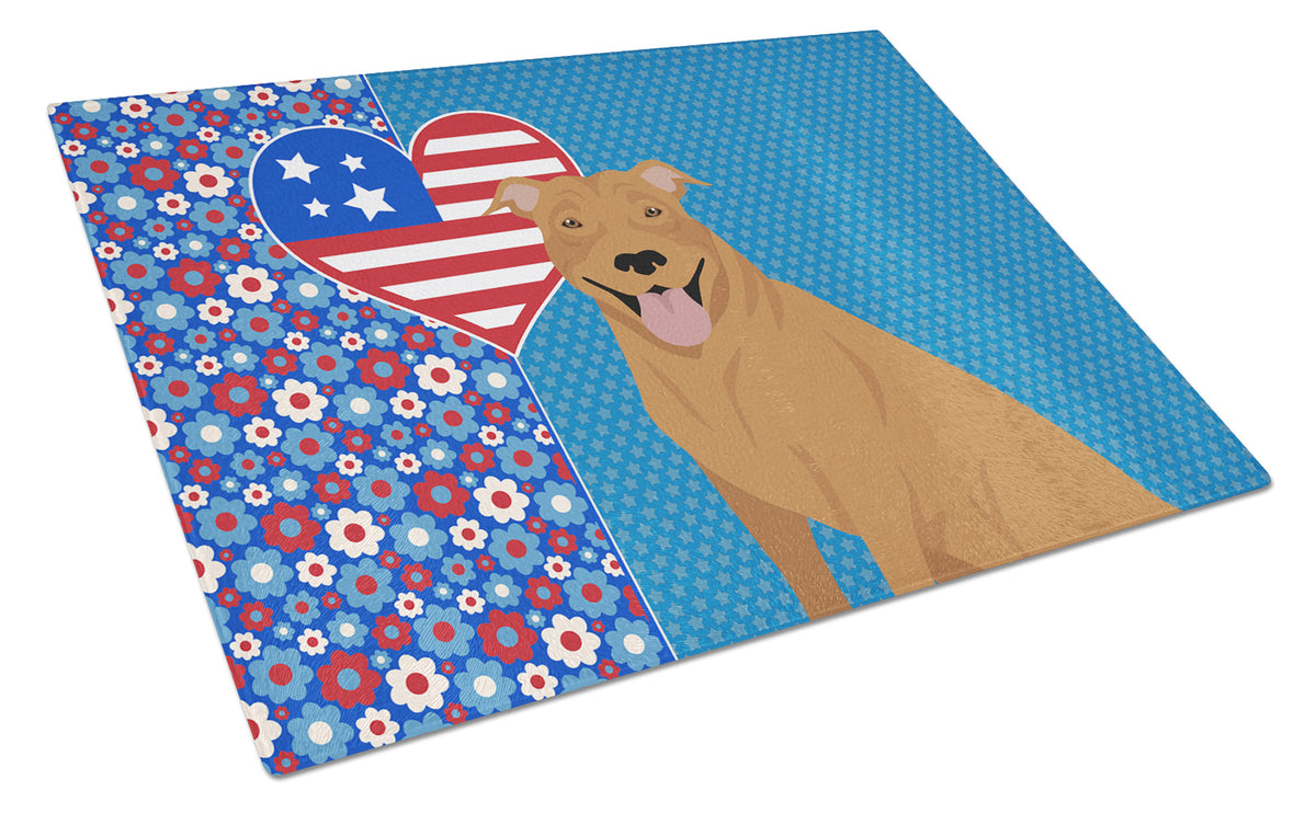 Buy this Red Pit Bull Terrier USA American Glass Cutting Board Large