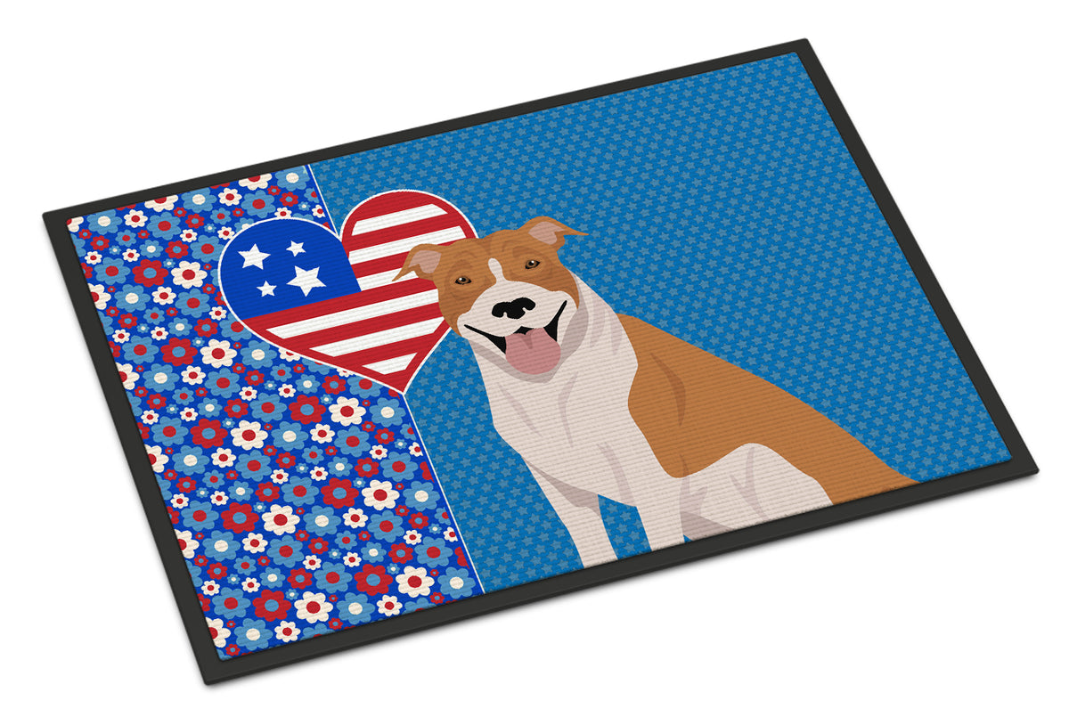 Buy this Red and White Pit Bull Terrier USA American Indoor or Outdoor Mat 24x36