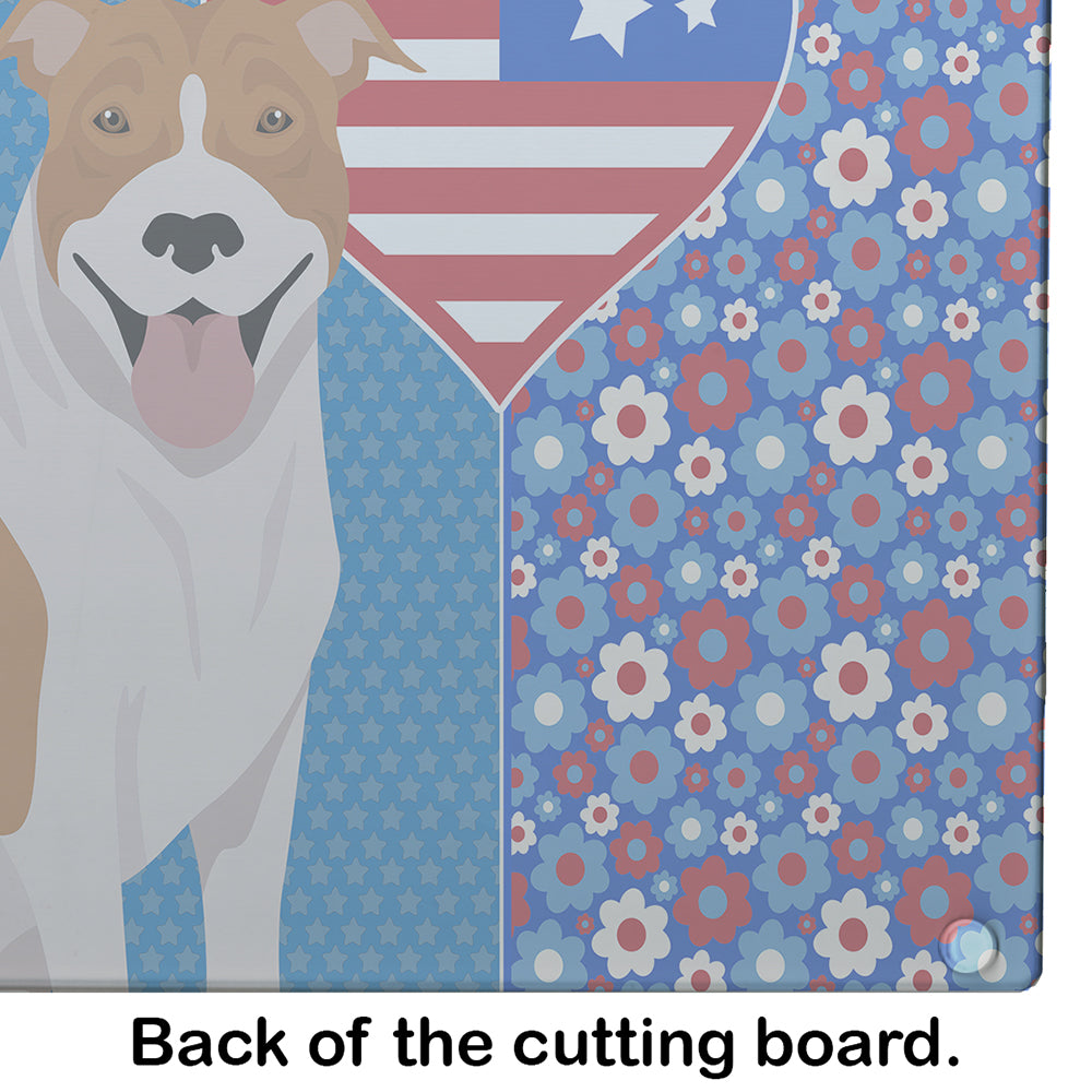 Red and White Pit Bull Terrier USA American Glass Cutting Board Large - the-store.com