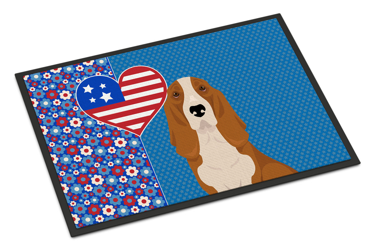 Buy this Red and White Tricolor Basset Hound USA American Indoor or Outdoor Mat 24x36